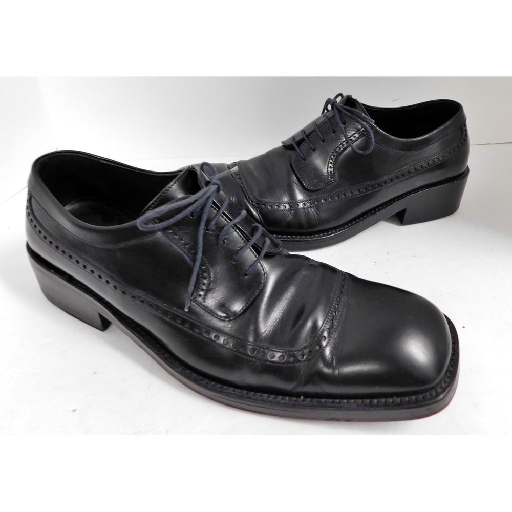 GUCCI Men's Black Leather Oxford Square Apron Toe Vintage sz 8.5 D